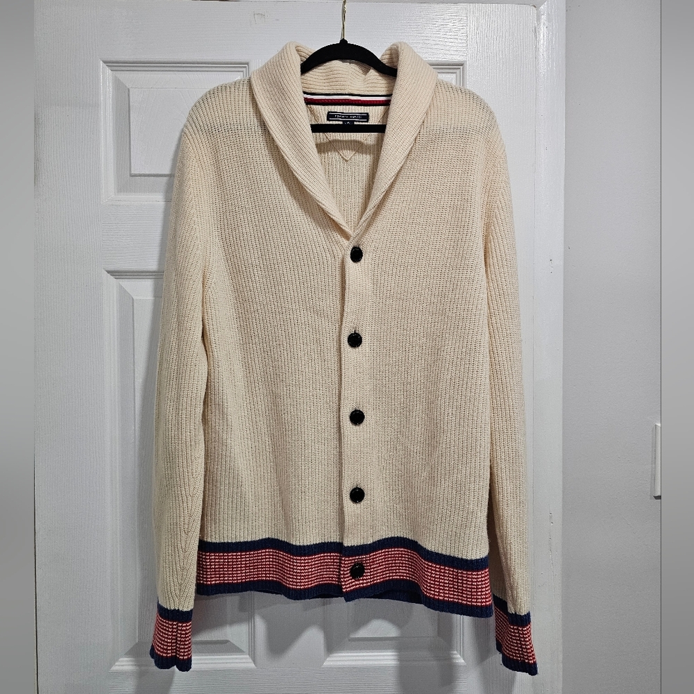 Men's Cream Button-Up Sweater